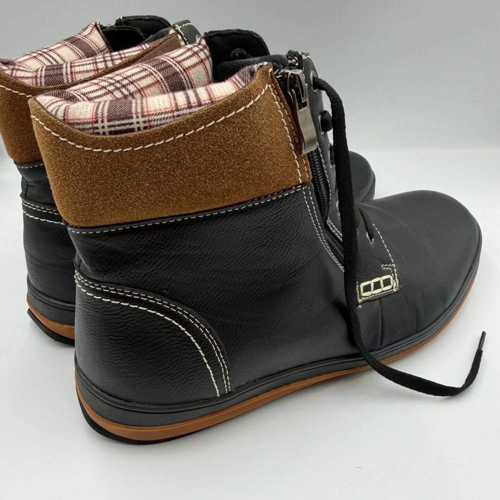 Carlos by Carlos Santana Solo Mens Black Faux Leather Plaid Boots Size 11
